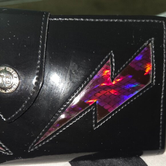 Trophy Queen Patent Leather Purple Python Lightening Bolt Wallet - Picture 5 of 5